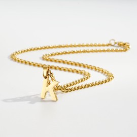 Esmoly Men's Necklaces Initial Necklace Silver Gold Black 316L Stainless Steel Necklace with Letter A-Z Cuban Chain Herringbone Chain Layered Gifts for Men Boys 18+20 Inches (Gold H)