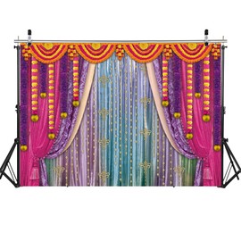 Indian Traditional Backdrop for Photography Diwali Party Decorations 7x5FT Boho Curtain Marigold Indian Deepavali Background Hindu Festival of Lights Party Supplies