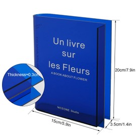 Book Vase for Flowers, Unique Flower Vase, Cute Acrylic Vase,Growth Modern Aesthetic Vase for Bookshelf Dining Table Desk Bedroom Office Home Decor (Transparent Blue)