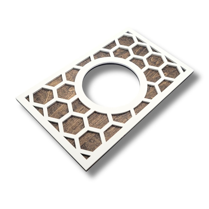 Nest Thermostat Decorative Wall Plate Honeycomb White, Brown Natural Hard