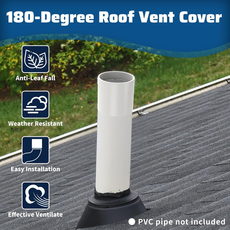 Pearwow PVC Vent Termination Cap, 1 Pcs Roof Vent Cap