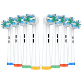 Caslynor Replacement Heads Compatible with Oral B Electric Toothbrush, Superior Teeth Cleaning with Cross Bristles, 8 Count, White