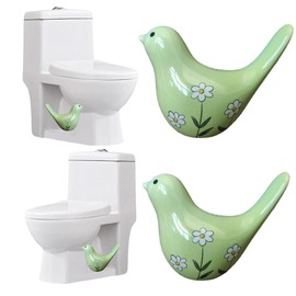 2PCS Toilet Bolt Covers Decorative, Cute Bird Toilet Screw Cover Caps, Ceramic Toilet Bolt Caps Decorative, Funny Bathroom Accessories, No Tools Easy Installation Bathroom Decor (Green)
