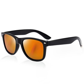 Vxcvzv Polarized Sunglasses Mens Womens, Unisex Retro Sun Glasses for Driving, Fishing, Outdoor Sports, Fashion (Black&red)