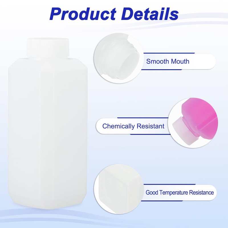 PATIKIL Reagent Bottles, 10 Pcs 250ml HDPE Narrow Mouth Square