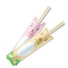 Aotto Print Split Chopsticks (Bag), Aspen Original Chopsticks, 7.1 inches (18 cm), Bear and Rabbit Chopsticks, Pack of 100 Pairs, For Kids