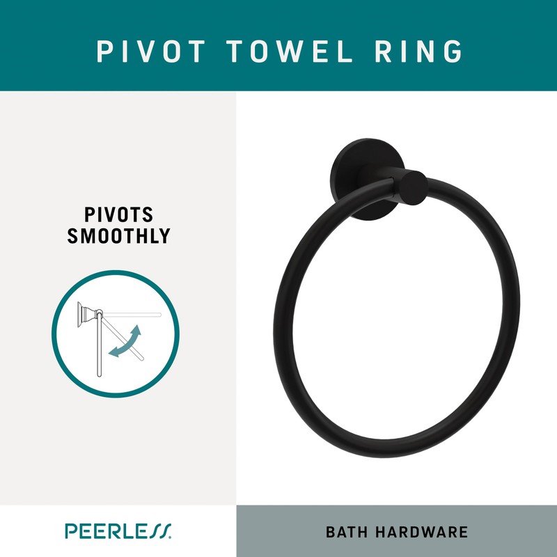 Peerless PA347-BL Precept Towel Ring, Matte Black