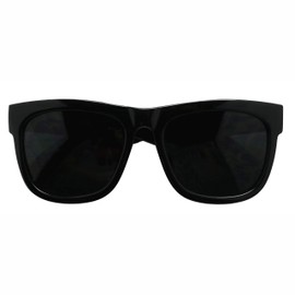 ShadyVEU Super Dark Round Sunglasses UV400 Casual Blacked Out 80's Retro Shades, Glossy Black Style 2