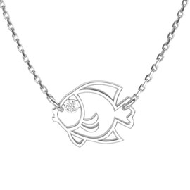 butterfly Children's Necklace Girls Fine Necklace Real Silver Fish Pendant Length Adjustable Sustainable Packaging School Gift, Sterling Silver