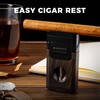 Woodronic Cigar Lighter with V-Cut Cigar Cutter and Cigar Holder,