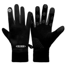 Glove Layer Touch Screen, Anti-Slip Warm Elien Gloves Liners for Cycling Biking Sporting Driving for Women (Black)