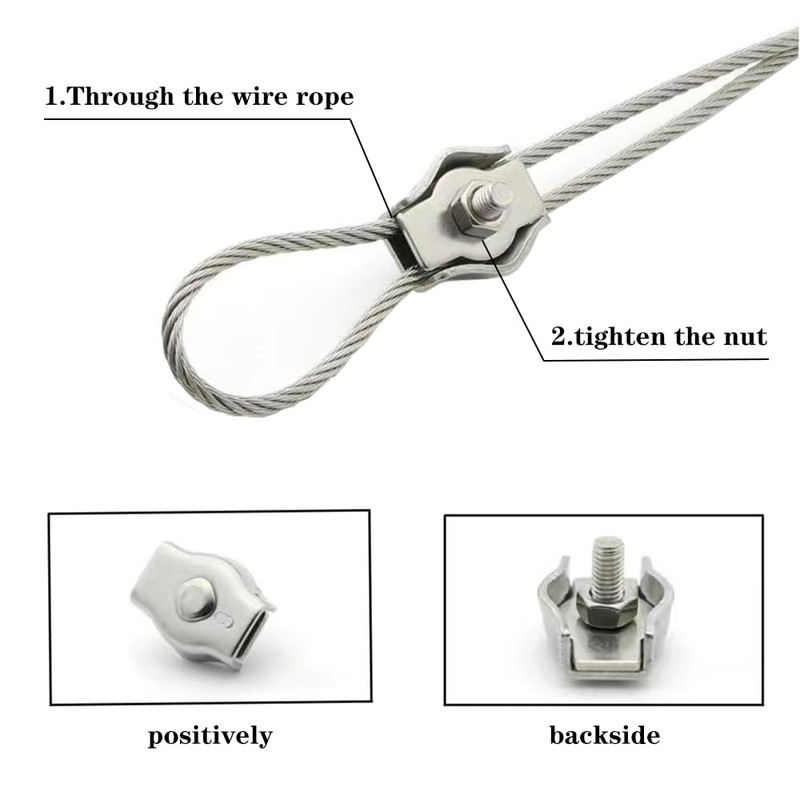 20 Pcs stainless steel simplex wire rope cable clamp/wire rope