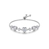 Silver Adjustable Cubic Zirconia Heart Bracelet for Women, Dainty Stackable