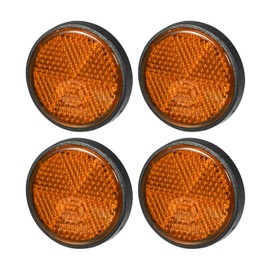 Partuto 4pcs 1.73"x0.31" Universal Reflector - Round Motorcycle Bike Safety Reflector Increase Visibility and Safety on the Road - Plastic Orange