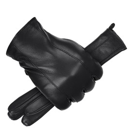 Mens Leather Gloves Cold Weather Warm Gloves with Cashmere Lined,Black,L