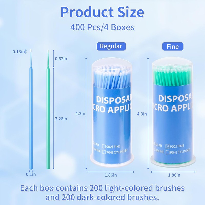 Microswabs Latisse Aplicadores de Microcepillo desechables 400 piezas, micro aplicador