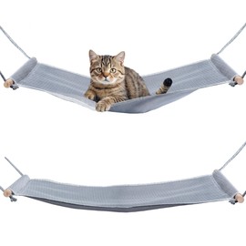 Fantasreen Cat Hammock for Cage Hanging Wooden Pet Hammock Bed Outdoor Cooling Pad for Cats, Ferret, Puppy, Rabbits, Small Animals