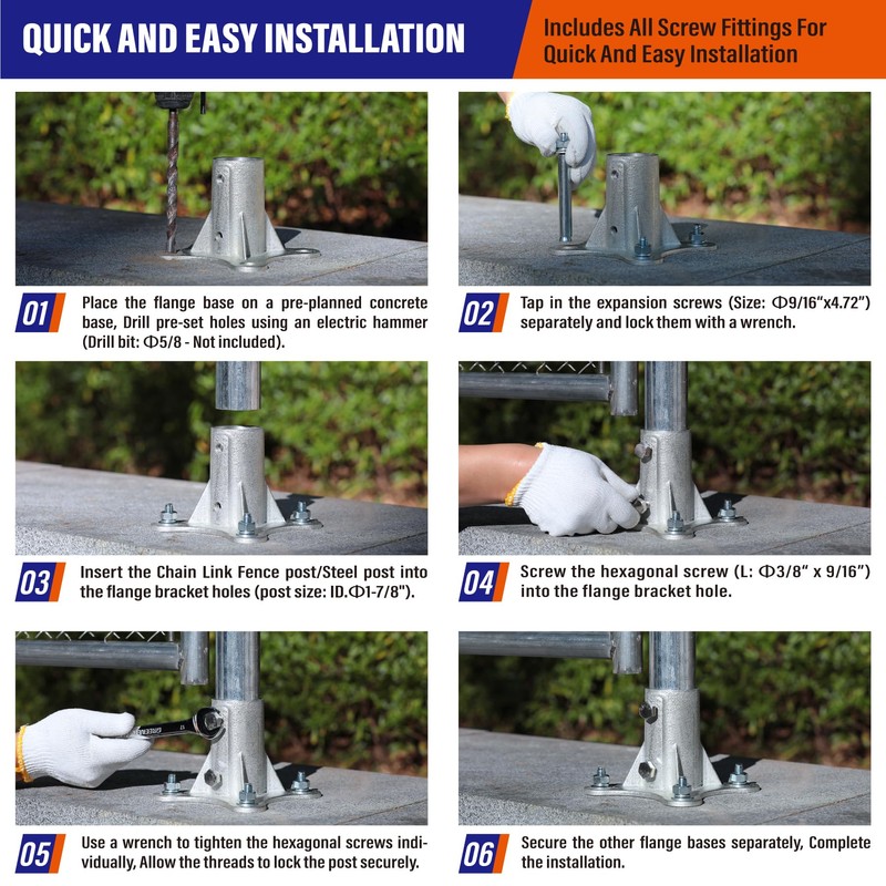 Prinfort 6Pack 2"(Actual: 1 7/8" OD) Chain Link Fence Post