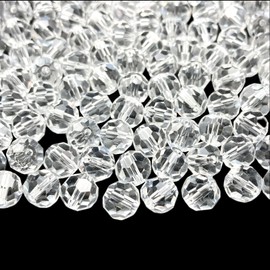 Jmassyang 100 Pieces 8mm Faceted Round Crystal Glass Beads Spacer Beads for Jewelry Making, Bracelets Necklaces Earrings Wind Chimes Suncatchers(Crystal Clear)