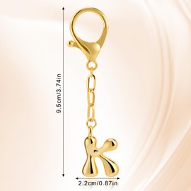 Initial Keychains for Women, Gold Fashion Charm Letter Key Chain Copper Bubble Alphabet Key Ring for Bag Purses(K)