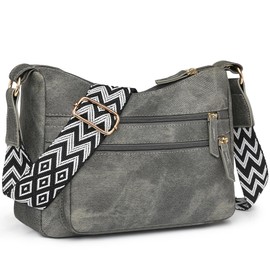 ZIOISNM Women's Shoulder Bag, PU Leather Crossbody Bag with Adjustable Wide Shoulder Strap, Lightweight Bag with Multiple Compartments for Work, Shopping & Travel, darkgray