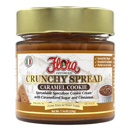 Flora Fine Foods Caramel Cookie Crunchy Spread | 7.76 oz jar | Sweet Caramel crisp butter | Imported from Italy (Single Jar)