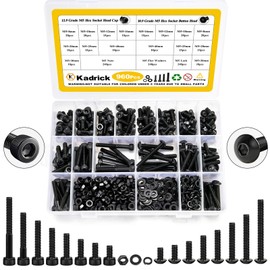 Kadrick Metric Screw Assortment, 960PCS M5 Screw Assortment Kit,M5 Bolts Nuts Washers, Grade 10.9 Alloy Steel Hex Socket Black Screws,Lenth Form 8MM-40MM