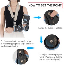 GHORTHOUD Hinged ROM Elbow Brace - Adjustable Post Op Elbow Brace Stabilizer Splint with Strap Sling Arm Injury Recovery Support After Surgery for Men Women (Right, Gray)