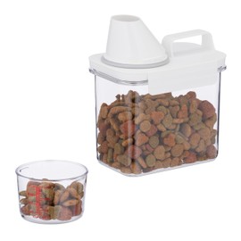 Relaxdays Contenitore Ermetico con Misurino, 1,1 L, Porta Crocchette Cani e Gatti, Riso, Cereali, Detersivo, Trasparente