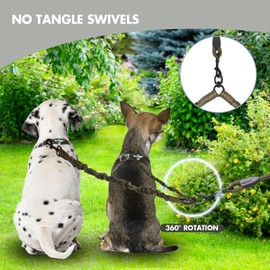 BAOBOTE Dual Dog Leash with Shock Absorbing Bungee Reflective for Two Dogs 360 Swivel No Tangle (Army Green)
