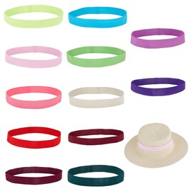 OLYCRAFT 12Pcs Stretchable Hat Band Ribbons 25mm Wide Panama Hat Band Western Cowboy Hat Band Flat Elastic Hat Band Straw Hat Decoration for Women Men Straw Hat Accessories