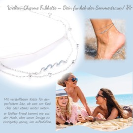 Gkmamrg Fußkettchen für Damen - Fussketten für Frauen - Welle Fußkette 925 silber, Motivationsgeschenke Strand Fußschmuck Geschenke für Frauen (silber)