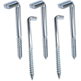 AERZETIX - C47890 - Set of 5 - Screw Hooks Type L for Wood Ø5.8x100mm - Steel - Wood Screw with Thread - with Slot for Screwing in - with Wood Thread