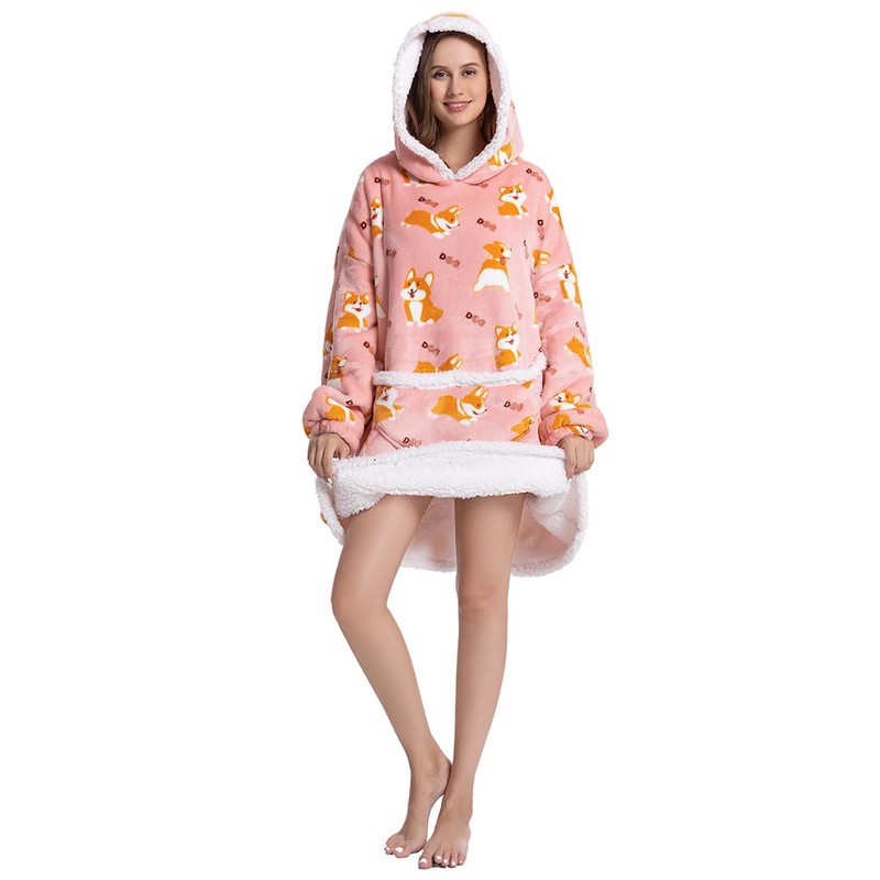 Premium Hoodie Blanket Reversible - One Size Fits All, Dinosaur