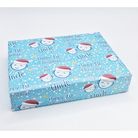 2 Sheets Cute Faces Happy 1st Christmas As My Uncle Wrapping paper First Christmas Blue Family Relation Giftwrap (PA)