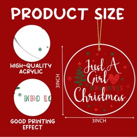 Christmas Ornaments, Funny Ornaments for Christmas Tree Xmas Just a Girl Who Love Christma-s Decorations for Home Room Decor Gifts for Women