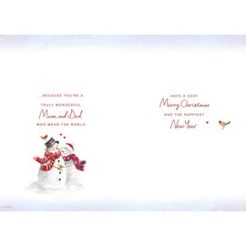 Piccadilly Greetings Christmas Card Mum & Dad Snowman couple - 9 x 6 inches