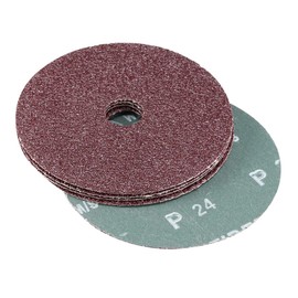 sourcing map 5-Inch x 7/8-Inch Aluminum Oxide Resin Fiber Discs, Center Hole 24 Grit Sanding Grinding Discs, 5 Pack