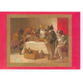 CHRISTMAS GREETING ANIMAL FEAST DRESSED REPRODUCTION ON POSTCARD (X-175)