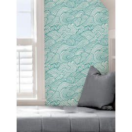 NuWallpaper NUS4164 Saybrook Peel & Stick Wallpaper, Teal