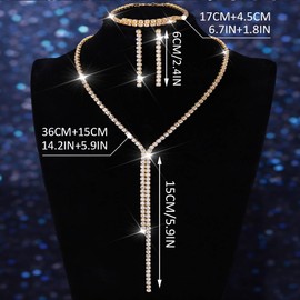 Unicra Gold Bridal Wedding Jewelry Sets Rhinestone Necklace Earrings Bracelet Set Prom Formal Costume Jewelry Sets for Women and Brides (Gold)