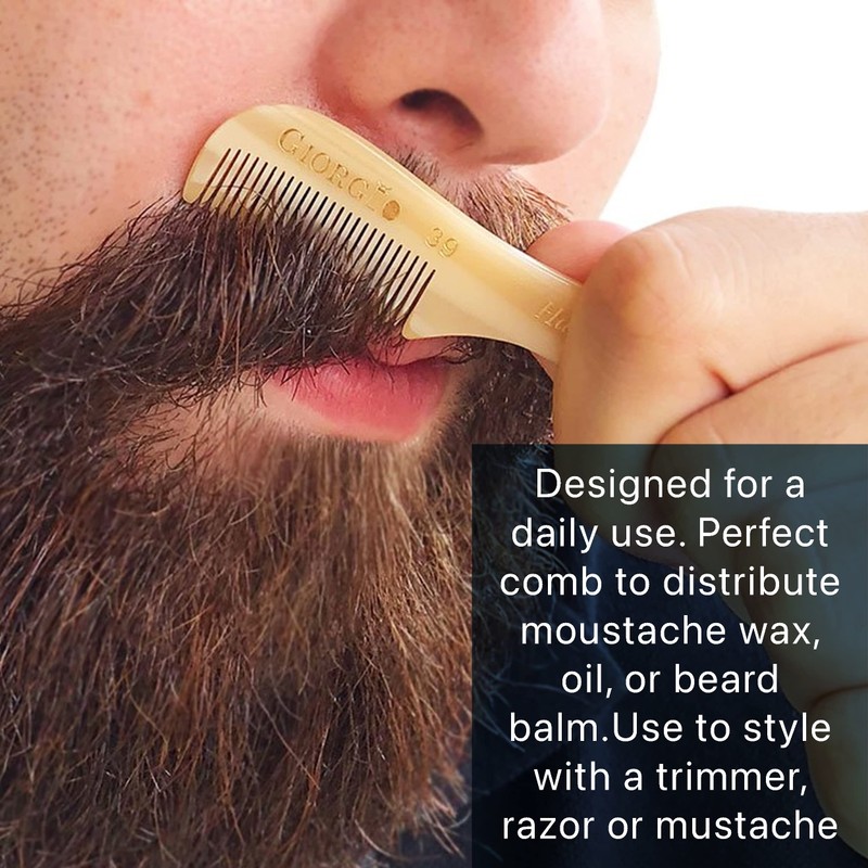 Giorgio GBRD1 Small Travel Men's Mustache and Beard Brush, Natural