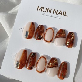 MunNail new fall pumpkin marble nail✨ - Mediaval / MunNail 가을신상호박마블네일✨ - 미디오벌