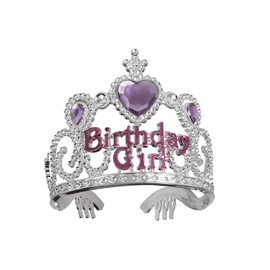 Sparkling Gems Silver Birthday Girl Tiara - Fits Most Children, 1 Piece - Perfect for Birthday Parties and Dress-Up Fun