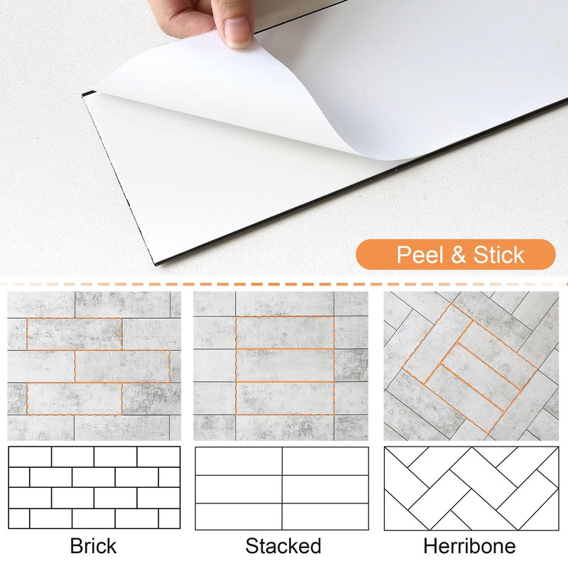 VAOVI Peel and Stick Subway Backsplash for Kitchen Tile(Gray 27pcs)