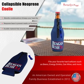 Funny Guy Mugs Reagan Bush '84 Collapsible Neoprene Bottle Coolie - Drink Cooler
