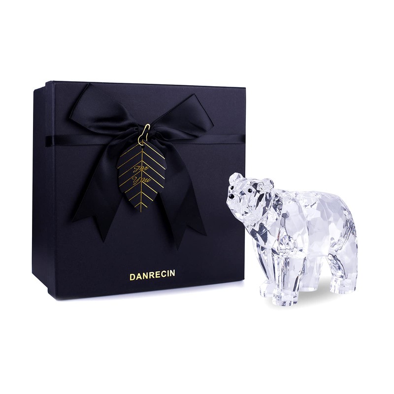DANRECIN Acrylic Bear Figurine Cute Animal Home Decor Not Crystal