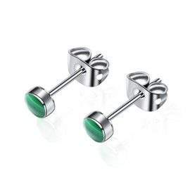 Titanium Stud Earrings for Women Girls Earrings 5 mm Natural Stone Gemstones Hypoallergenic Earrings Nickel Free Black Onyx Earrings for Women Sensitive Ears, Titanium