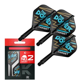 TARGET Darts Phil Taylor K Flex Flights and Shaft System, No.2 | Pack of 3 Kflex All In One Flights, Player Edition Darts Accessories | K-Flex Dart Stem - Short (19mm)