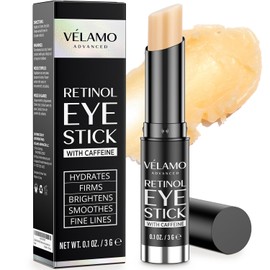 VELAMO ADVANCED Retinol Eye Stick: Retinol Eye Cream for Dark Circles and Puffiness with 1% Bakuchiol and Caffeine - Visibly Reduces Fine Lines Wrinkles Under Eye Bags with Upgraded Formula 0.1 oz / 3